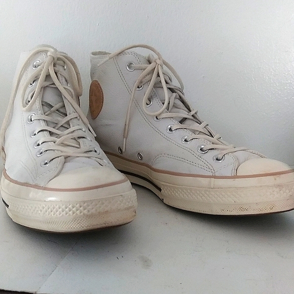 Converse Chuck Taylor White Leather High Tops Size 12 Men